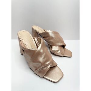 Adrienne Vittadini Genie Sandals Womens Size 6 Rose Gold Open Toe Block Heel